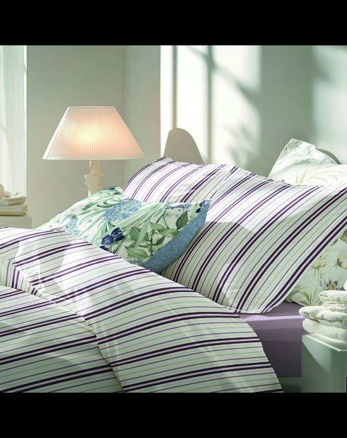 Taie d'oreiller satin de coton - Lucia Mauve/Blanc - 2x(50x70 cm)