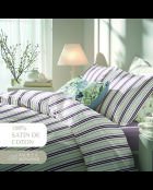 Taie d'oreiller satin de coton - Lucia Mauve/Blanc - 2x(50x70 cm)