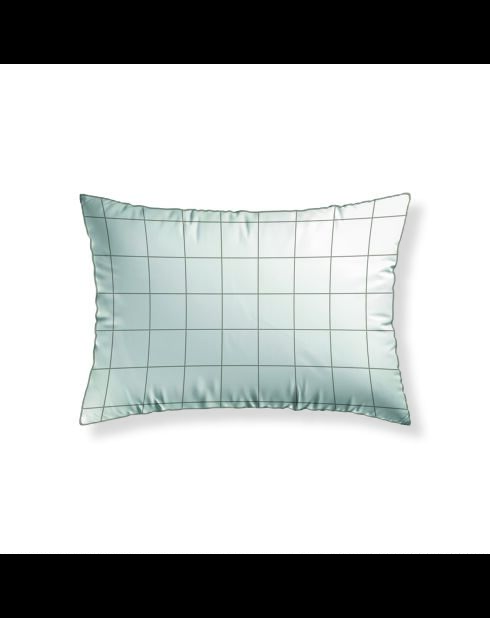 Set de 2 taies d'oreiller satin de coton - Caroline Blanc/Taupe - 2x(50x70 cm)