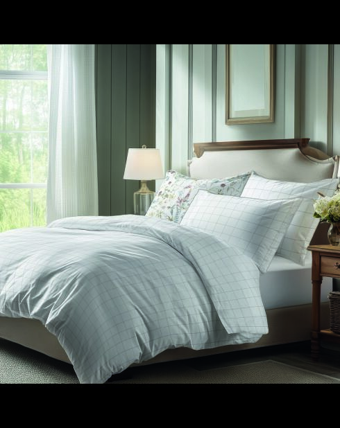 Set de 2 taies d'oreiller satin de coton - Caroline Blanc/Taupe - 2x(50x70 cm)