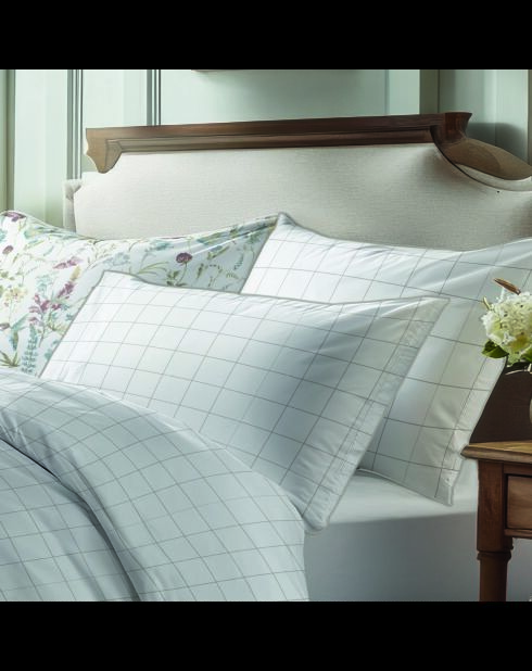 Set de 2 taies d'oreiller satin de coton - Caroline Blanc/Taupe - 2x(50x70 cm)