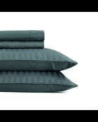 Juego maxi de sábana encimera, sábana bajera y fundas de almohada cuadradas de algodón satinado a rayas, dobby, gris 02