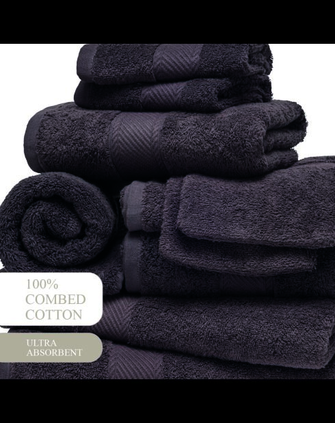 Set completo di biancheria da bagno in cotone pettinato - Dark Grey Cloud - 4x (50x100 cm) + 2x (70x140 cm) + 2x (15x21 cm) + 2x (15x21 cm) + 2x (30x30 cm)