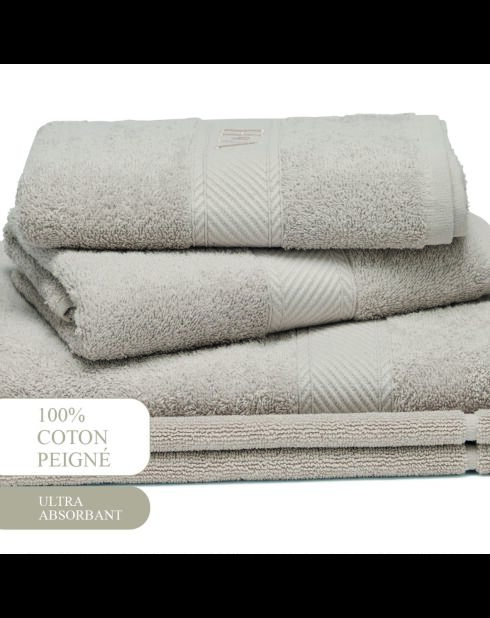Komplettes Badwäsche-Set aus gekämmter Baumwolle — Nuage Sable — 2 x (50 x 100 cm) + 70 x 140 cm + 50 x 70 cm