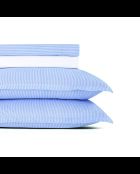 Set largo de sábana encimera, sábana bajera y fundas de almohada cuadradas de algodón percal, Aix-Marseille, azul claro