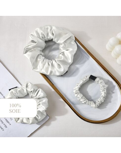Set de 3 petits chouchous en soie - Iséa Blanc - D 6 cm