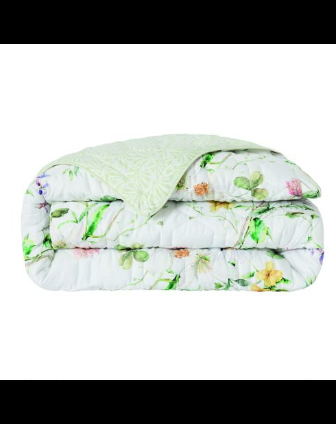 Beddensprei van katoensatijn - Spring splendor White - 220x250 cm