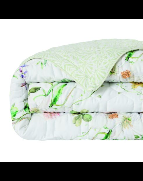 Beddensprei van katoensatijn - Spring splendor White - 220x250 cm