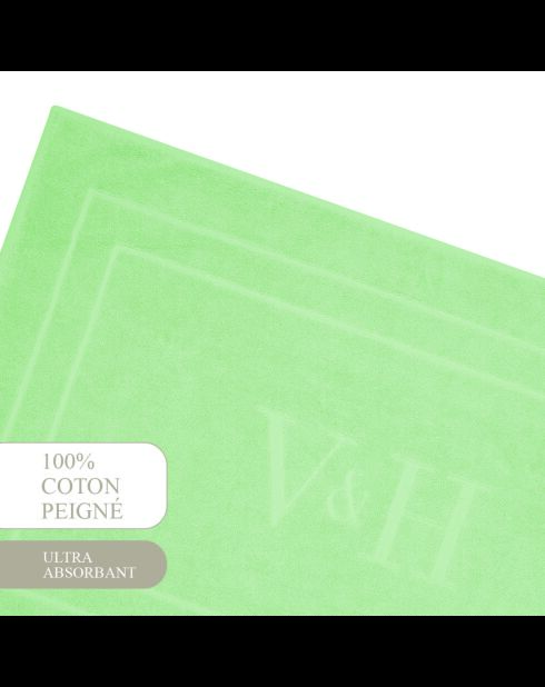 Tapis de bain coton - design 19 Vert prairie - 60x100 cm