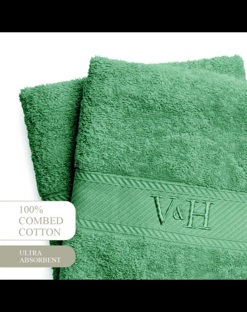 Telo da bagno in cotone pettinato - Cloud green bottiglia - 2x (70x140 cm)