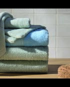 Handtuch aus gekämmter Baumwolle + Badetuch - Nuage Poudre bleu - 50x100 cm + 70x140 cm