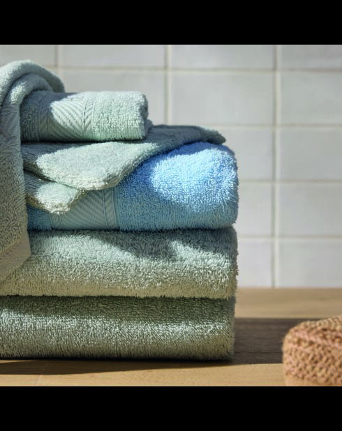Handtuch aus gekämmter Baumwolle + Badetuch - Nuage Poudre bleu - 50x100 cm + 70x140 cm