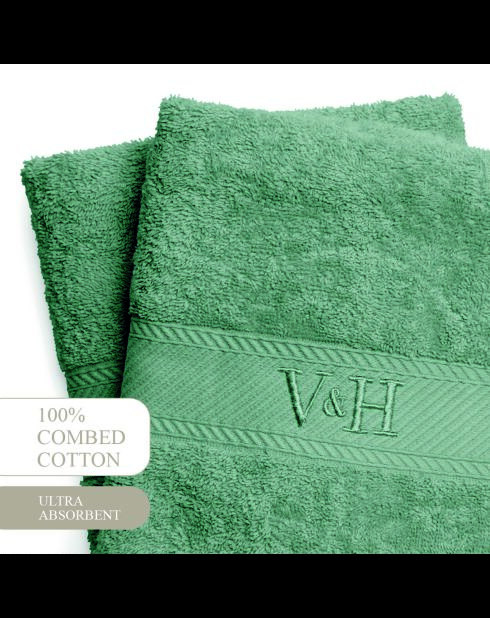 Asciugamano in cotone pettinato - Cloud verde bottiglia - 2x (50x100 cm)