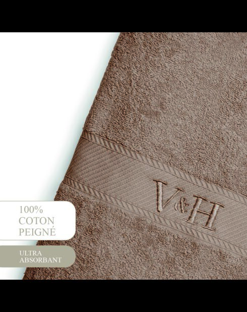 Asciugamano da bagno in cotone pettinato - Brown cloud - 100x150 cm