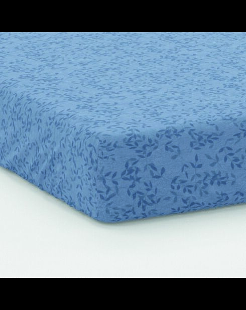 Drap-housse satin de coton - Frêne à fleurs Bleu