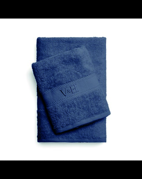 Handtuch aus gekämmter Baumwolle + Badetuch - Nuage Bleu gris - 50x100 cm + 70x140 cm