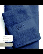Handtuch aus gekämmter Baumwolle + Badetuch - Nuage Bleu gris - 50x100 cm + 70x140 cm