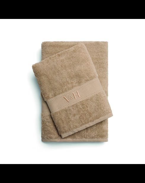 Asciugamano in cotone pettinato + telo da bagno - Nuage Taupe - 50x100 cm + 70x140 cm