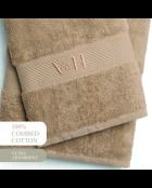 Asciugamano in cotone pettinato + telo da bagno - Nuage Taupe - 50x100 cm + 70x140 cm