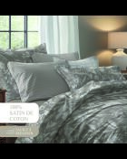 Taie d'oreiller satin de coton - Toile de jouy Taupe