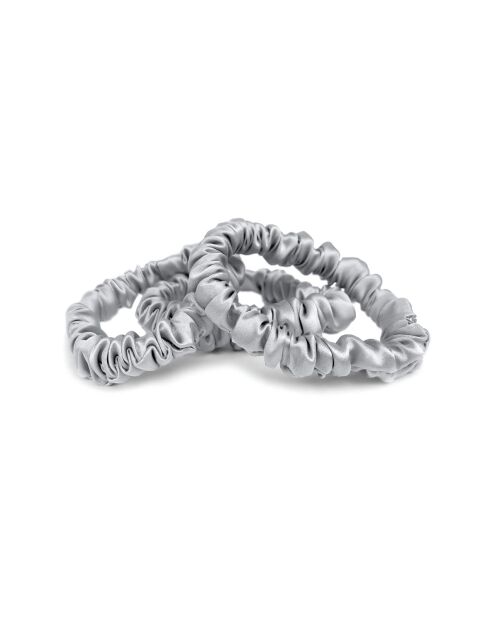 Set de 3 petits chouchous en soie - Iséa Argent - D 6 cm
