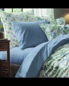 Taie d'oreiller satin de coton - Frêne à fleurs Bleu - 2x(50x70 cm)