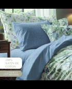 Taie d'oreiller satin de coton - Frêne à fleurs Bleu - 2x(50x70 cm)