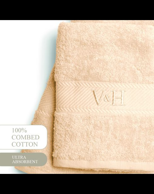 Serviette + drap de bain coton peigné - Nuage Ivoire - 50x100 cm + 70x140 cm
