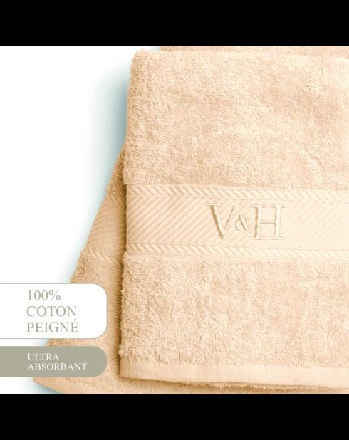 Serviette + drap de bain coton peigné - Nuage Ivoire - 50x100 cm + 70x140 cm
