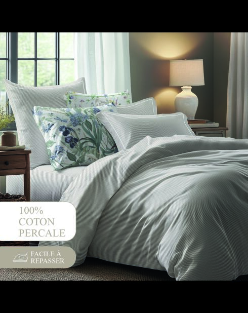 Set de 2 taies d'oreiller coton percale - Aix-Marseille Taupe - 2x(50x70 cm)