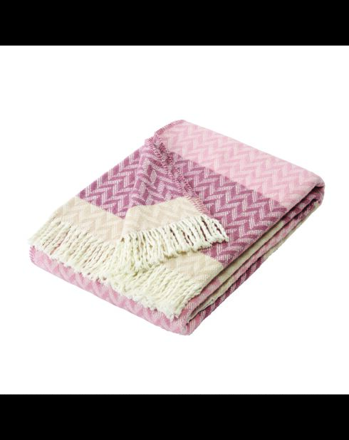 Plaid aus weicher Baumwolle - Chevron Pink/Mauve - 130x170 cm
