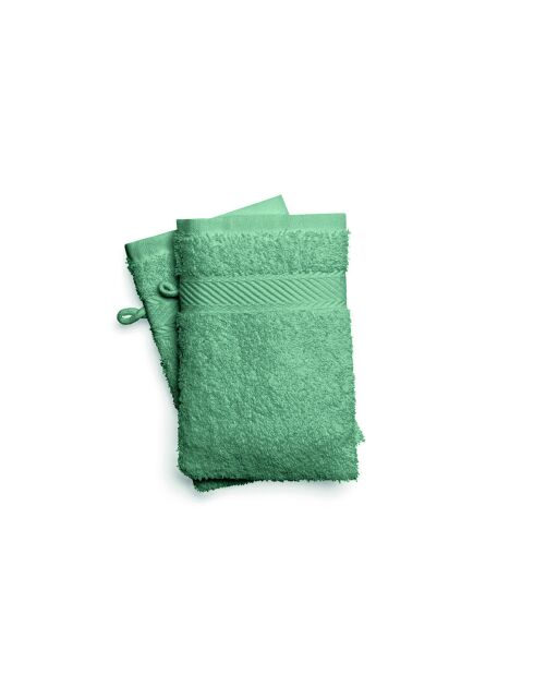 Gant de toilette coton peigné - Nuage Vert bouteille - 2x(15x21 cm)