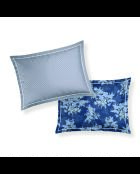 Taie d'oreiller satin de coton - Lignes épurées Blanc/Bleu clair - 2x(50x70 cm)