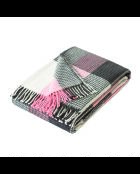 Geweven plaid van zacht katoen - roze/grijze tartan - 130x170 cm