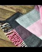 Geweven plaid van zacht katoen - roze/grijze tartan - 130x170 cm