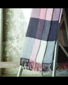 Geweven plaid van zacht katoen - roze/grijze tartan - 130x170 cm