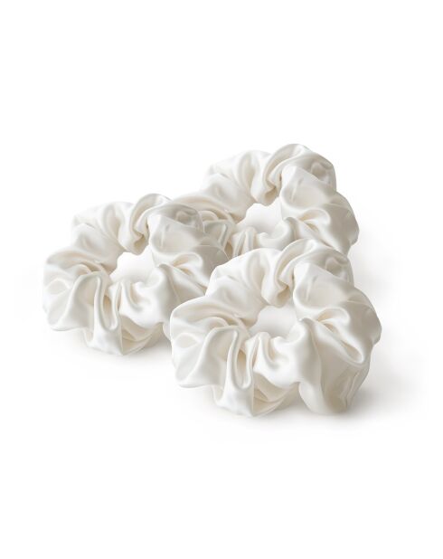 Set de 3 larges chouchous en soie - Ophéa Blanc - D 11 cm