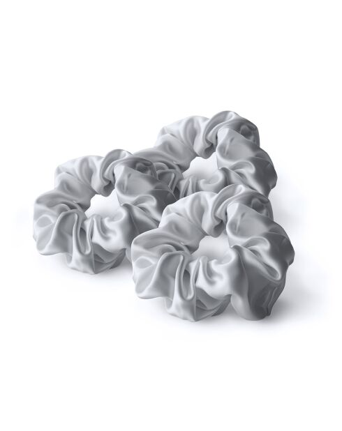 Set de 3 larges chouchous en soie - Ophéa Argent - D 11 cm