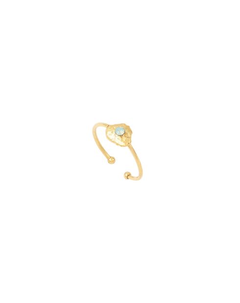Anillo de oro fino once/azul