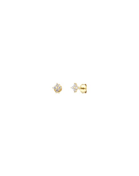 Paar silberne Marguerite-Ohrringe, besetzt mit goldenen/weißen Zirkonoxiden