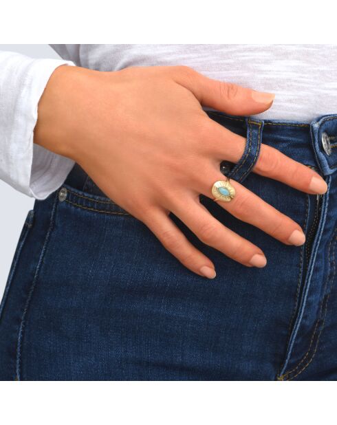 Anillo Iris en oro fino y azul