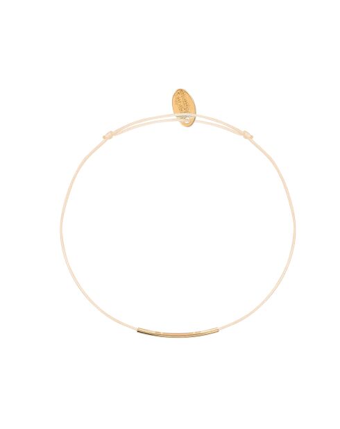 Bracelet cordon Fineline sur cordon de coton teinté et à l'or fin doré/beige