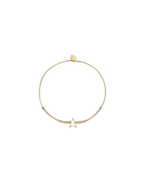 Bracelet cordon Etoile Creuse à l'or fin doré/beige