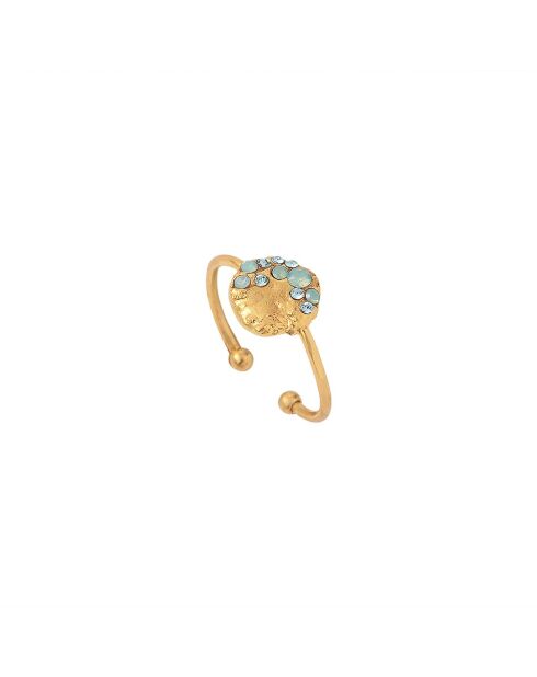 Anillo de oro fino de siete años/azul