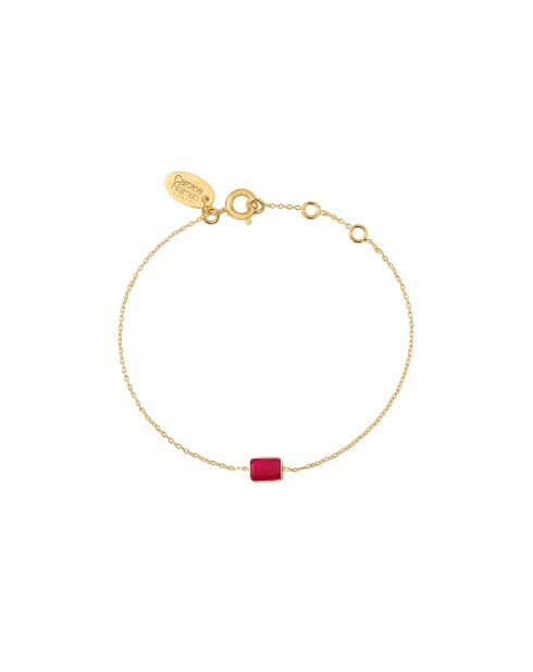Aurore Armband aus Feingold und besetzt mit einem feinen golden/rosafarbenen Stein