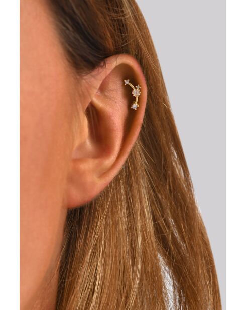 Piercing Persee de acero inoxidable engastado con óxidos de circonio dorado/blanco