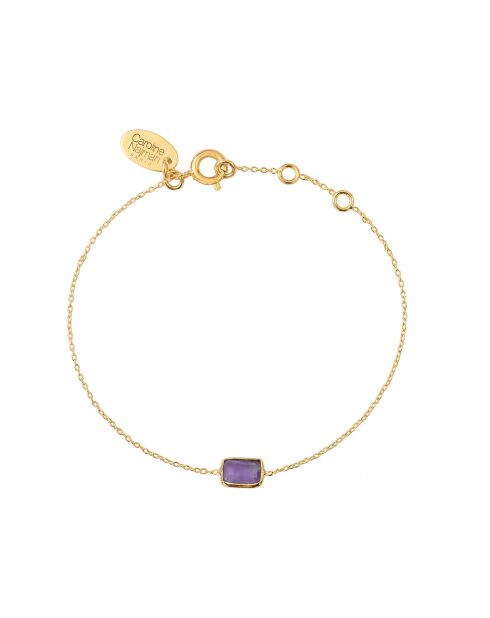 Aurore Armband aus Feingold und besetzt mit einem feinen golden/lila Stein