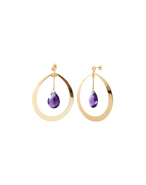 Créoles Solange à l'or fin doré/violet
