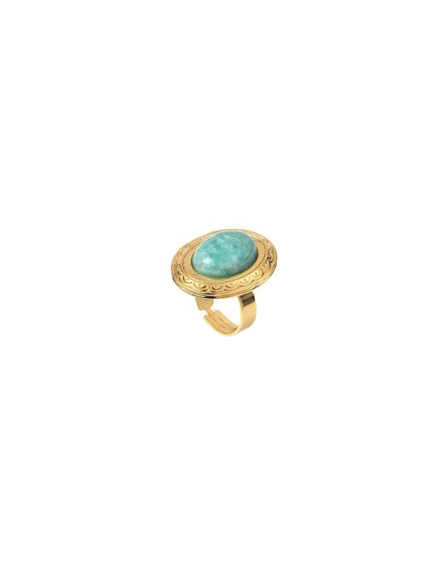Anillo Eden Ovalado en oro fino y azul