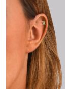 Piercing en forma de cruz de acero inoxidable engastado con óxidos de circonio dorado/blanco
